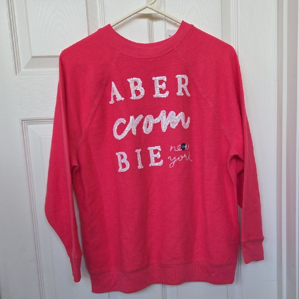 Abercrombie & Fitch Coral-Pink Crewneck Sweater with Logo